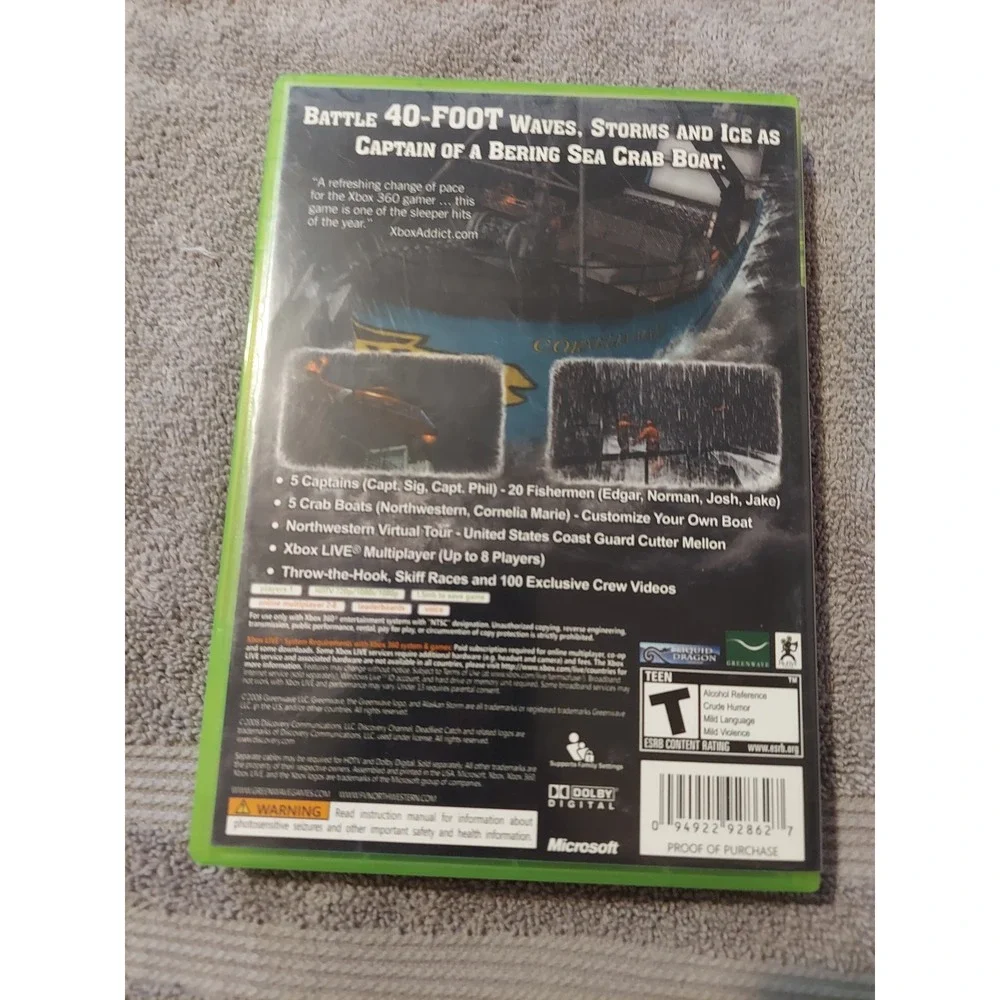 Deadliest Catch Alaskan Storm Xbox 360 Game Disc Case‎ Manual Complete